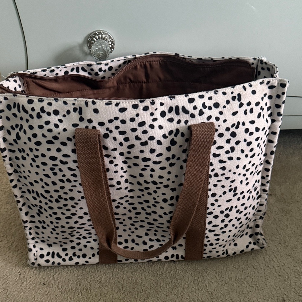 Brown and Black Polka Dot Tote Bag